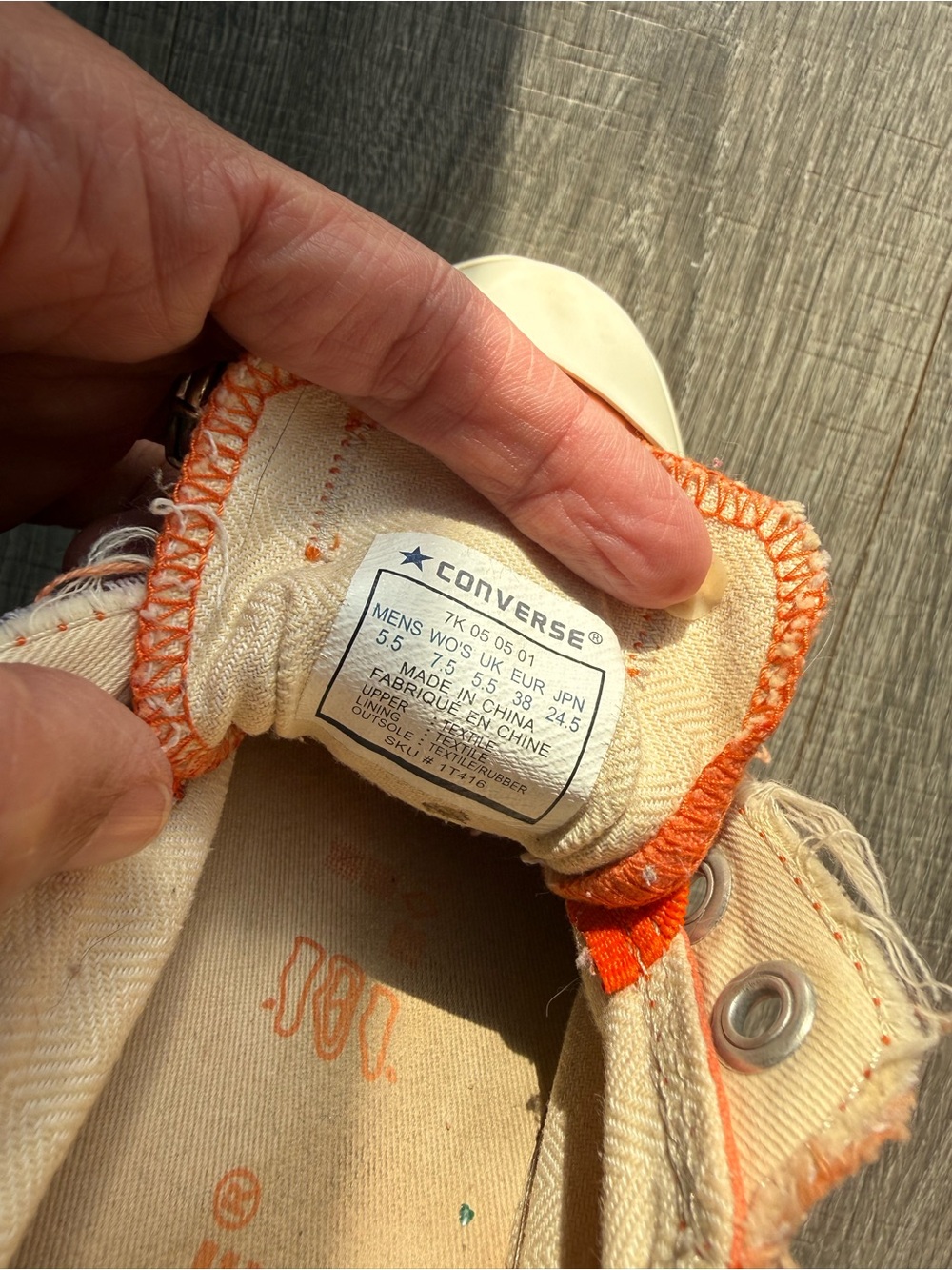 Converse Orange Frayed Low Top Sneakers - Picture 6 of 8